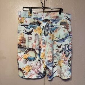 Volcom Hybrid Board Shorts Men’s 36 Nautical Print Siren Tropical Ocean
